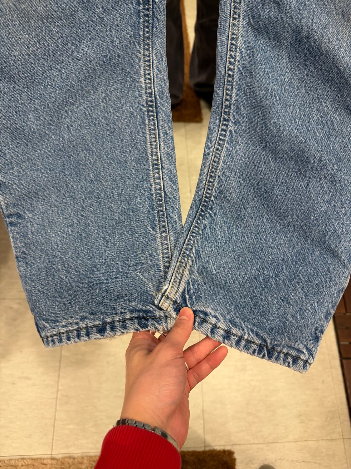 00s Carhartt 칼하트 플란넬 데님 팬츠 (made in USA) 상품이미지4