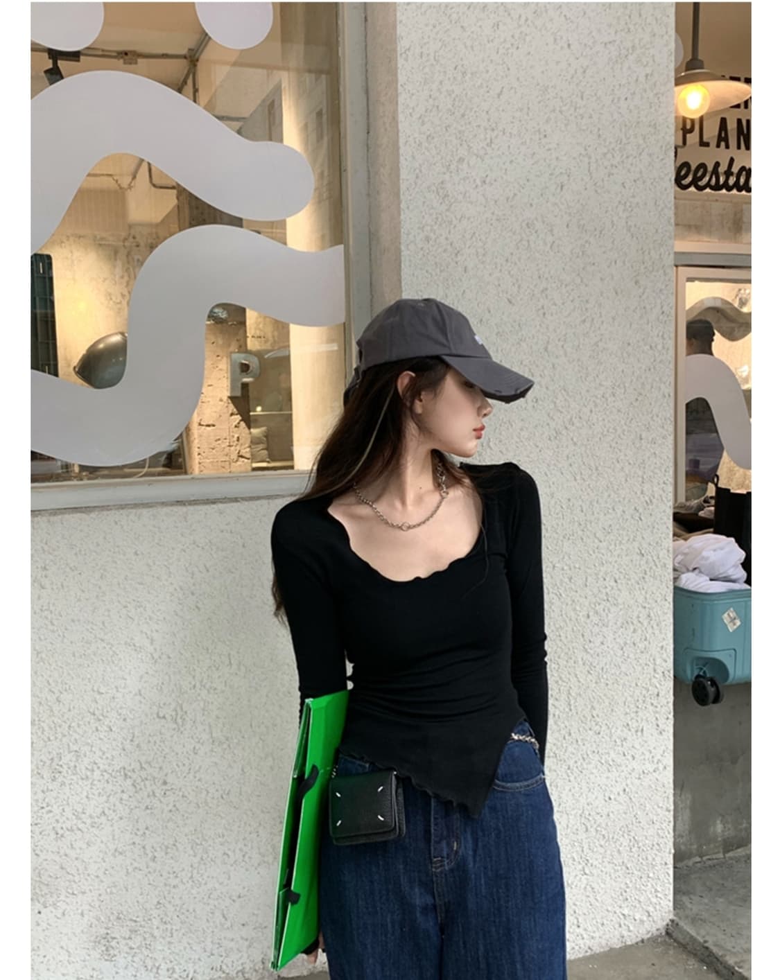 프릴 트임 골지 티셔츠 상품이미지6