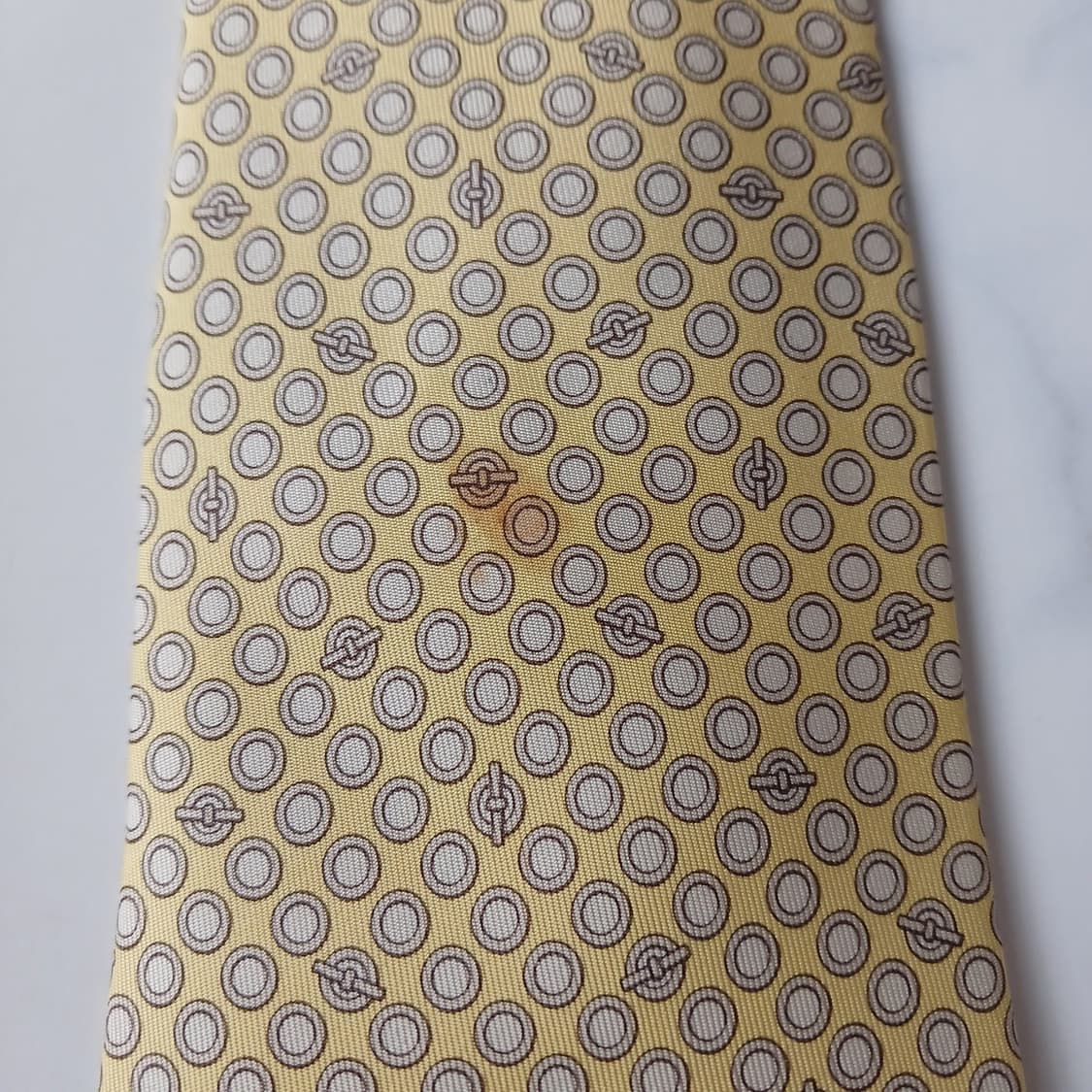 에르메스 실크 옐로우 서클 패턴 넥타이 9.6cm B등급 A19136
 상품이미지7