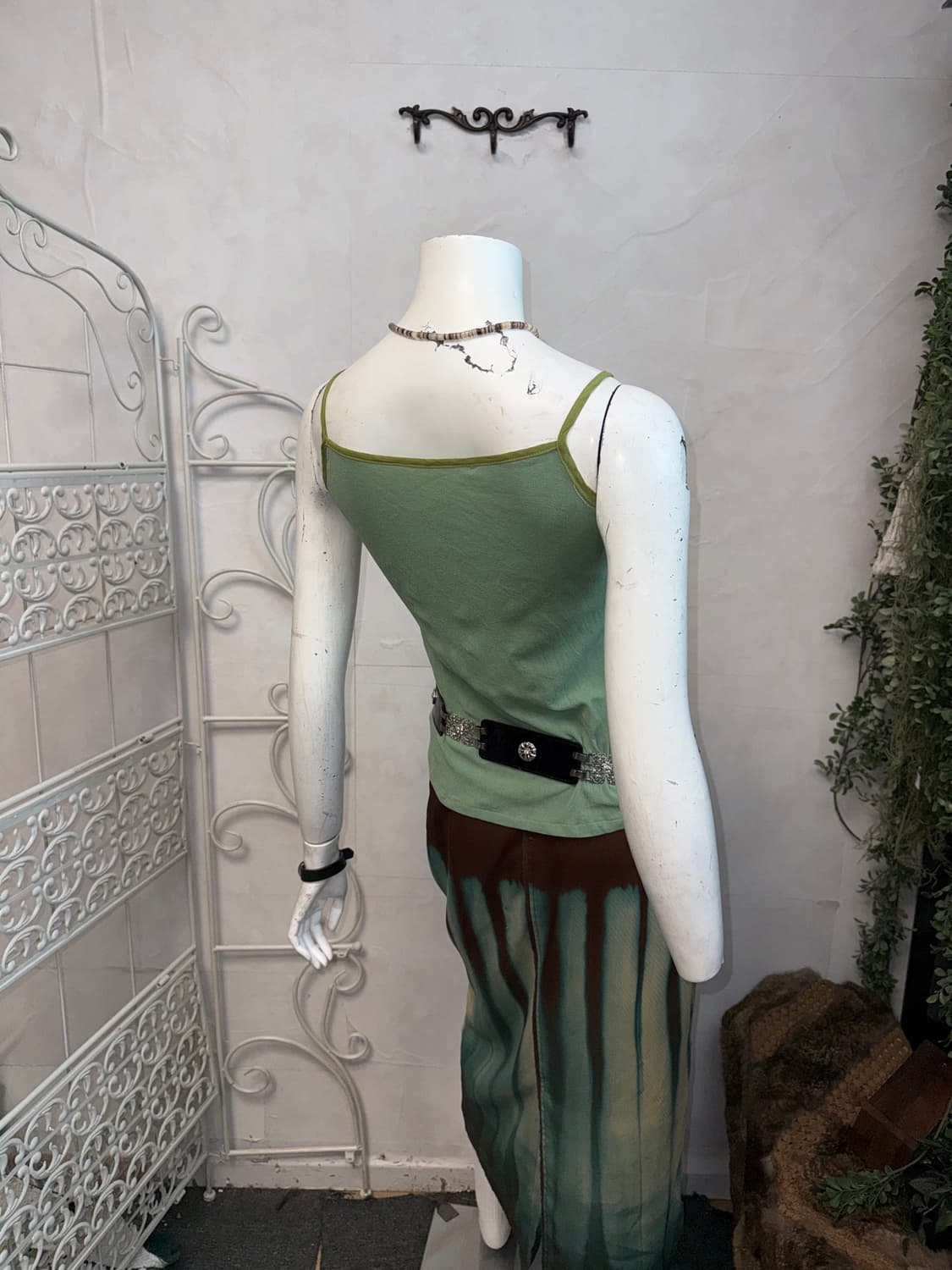 Green ethnic lace pleated sleeveless  상품이미지6