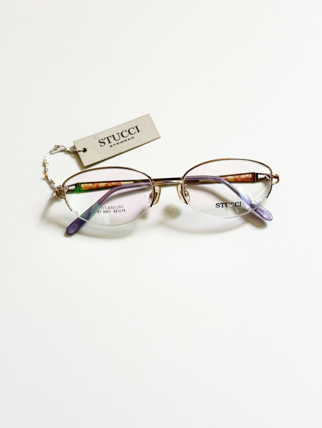 90s STUCCI 골드 티타늄 오벌 반무테 빈티지 안경 상품이미지1