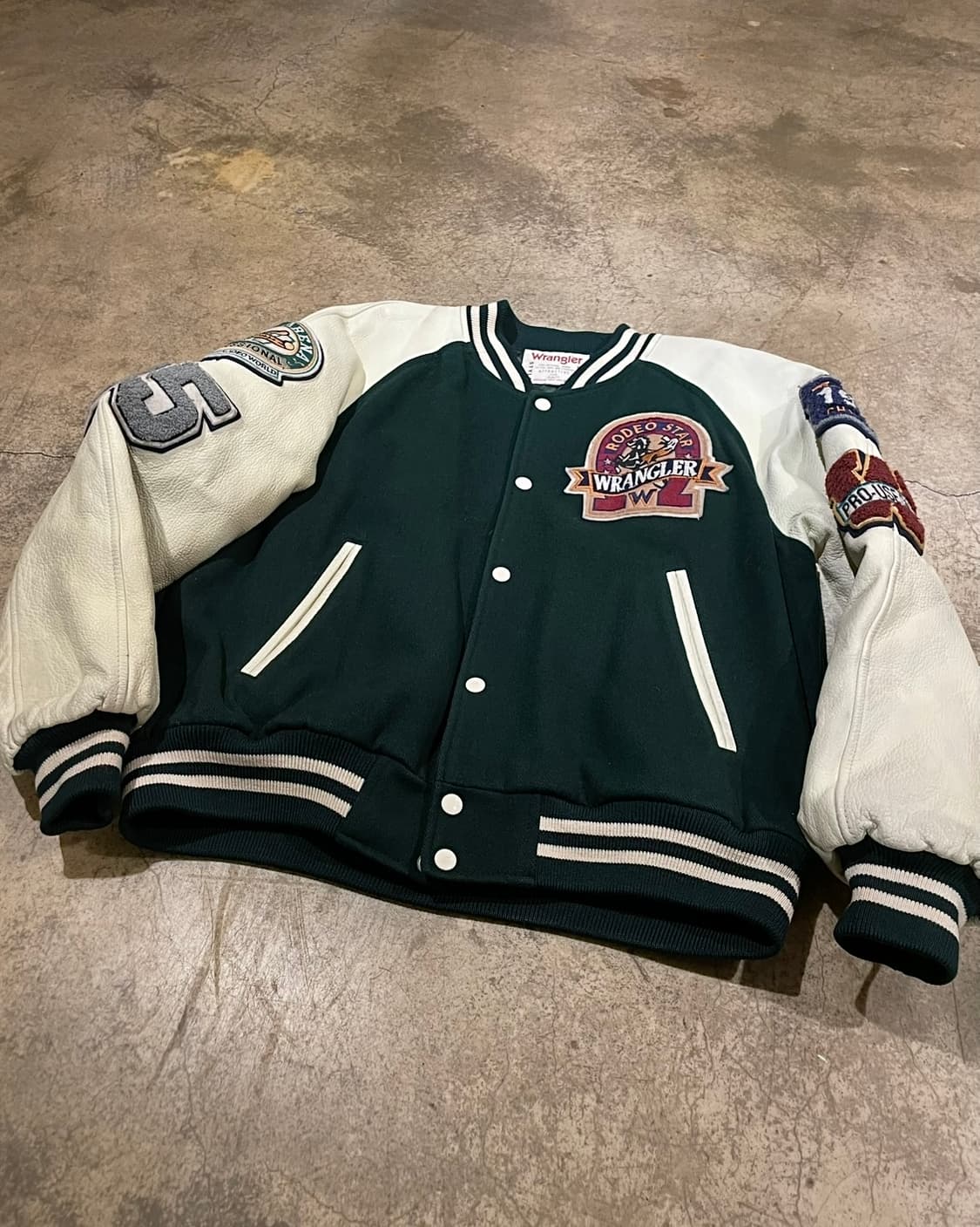 90‘s 랭글러 레더 바시티 재킷 (B5085) 상품이미지6