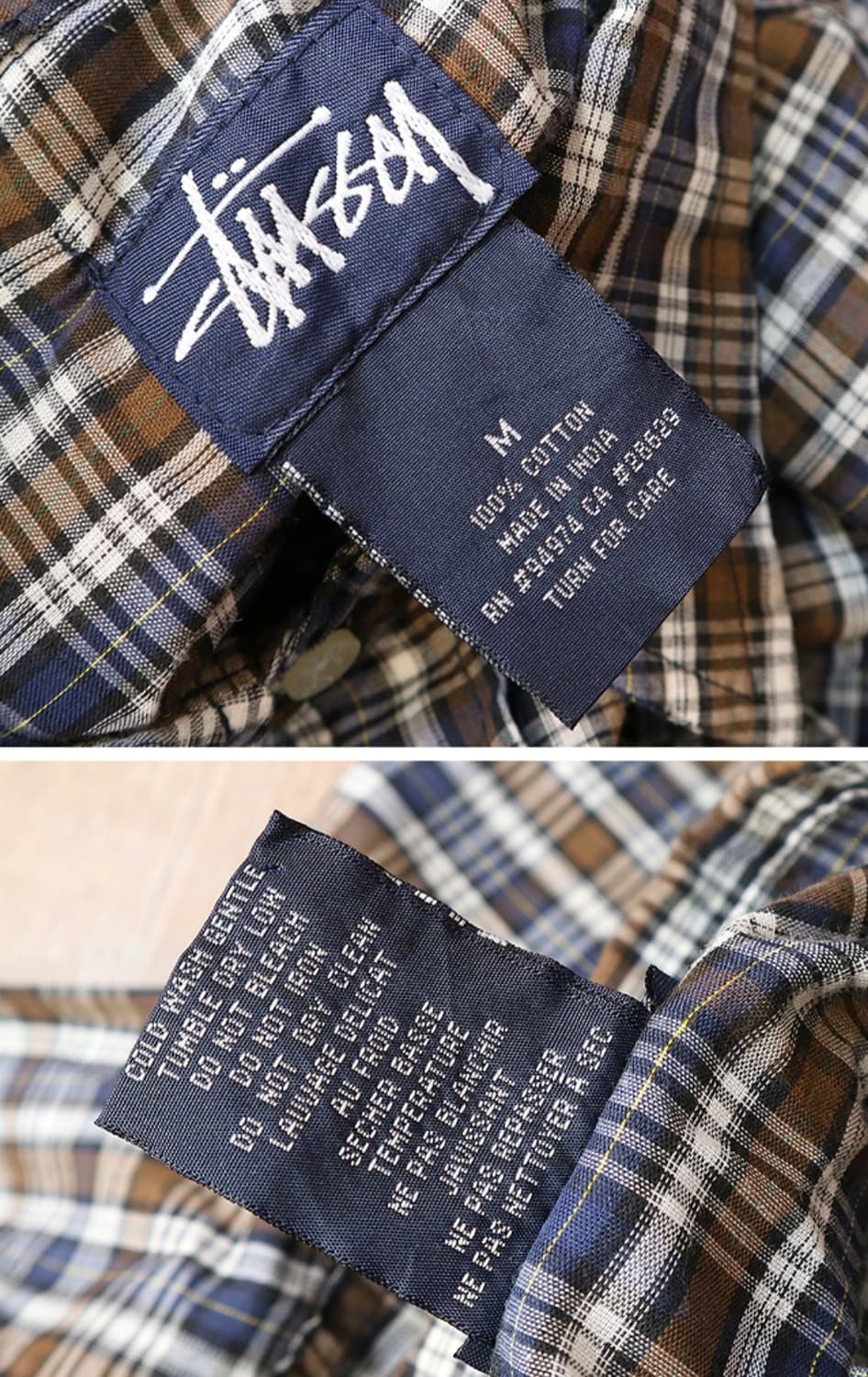 미국판 90s stussy 스투시 코튼100% 빈티지 체크남방 상품이미지9
