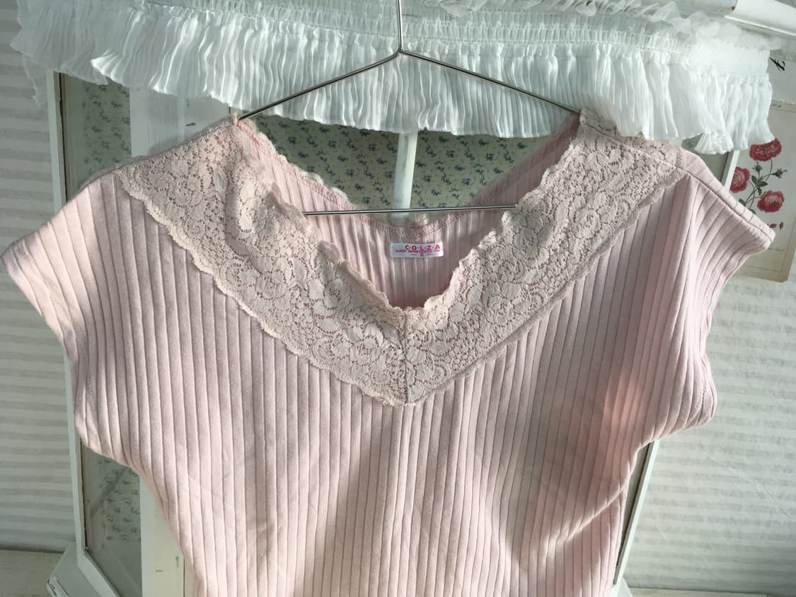 jpn vintage pink lace t-shirt 상품이미지6