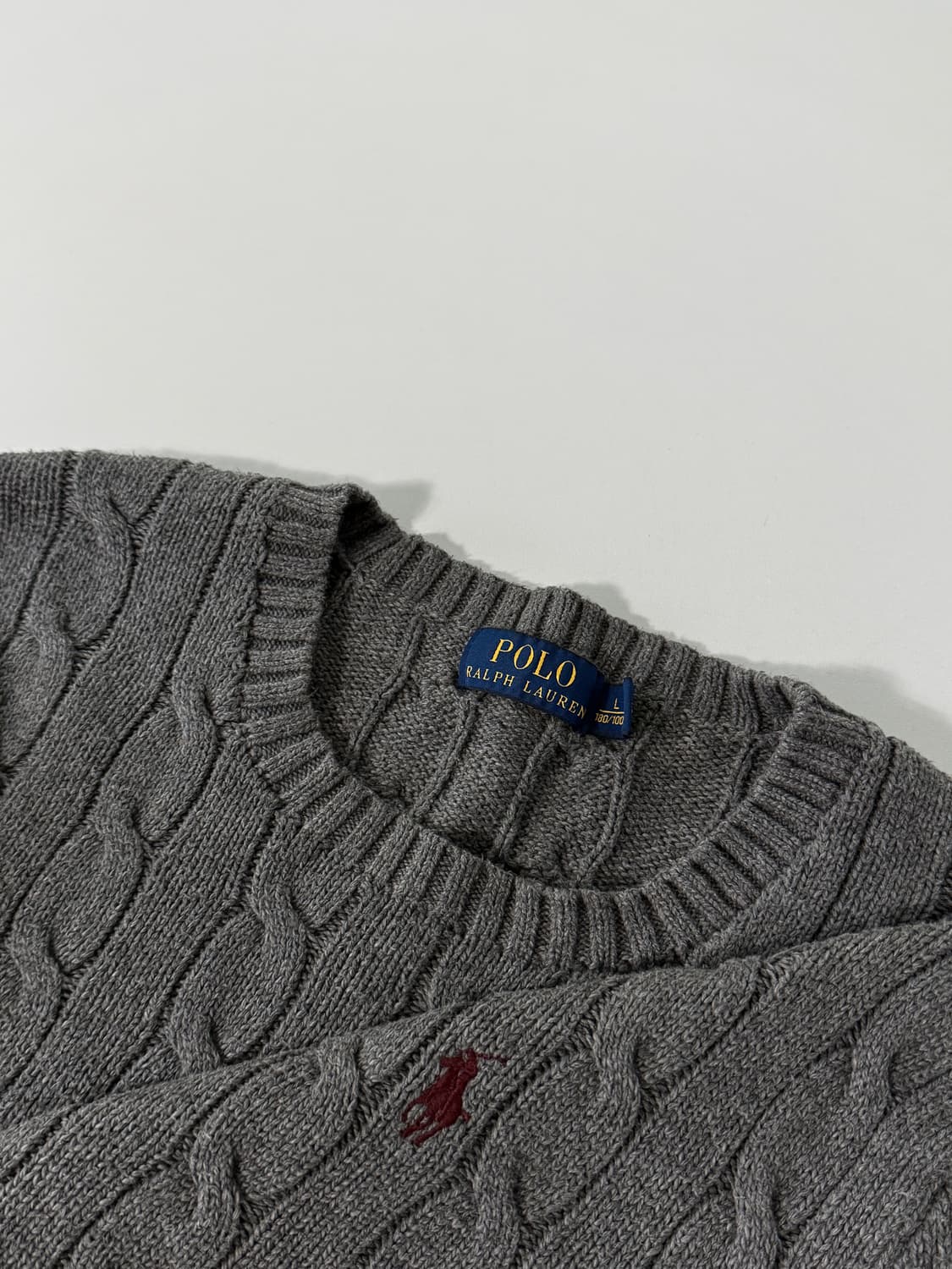 폴로 랄프로렌 루즈핏 신형 딥그레이 코튼 꽈배기 니트 상품이미지2