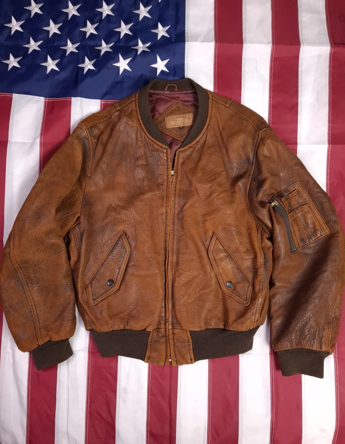 80's 국내산 리얼레더 밀리터리 MA-1 항공자켓 상품이미지1
