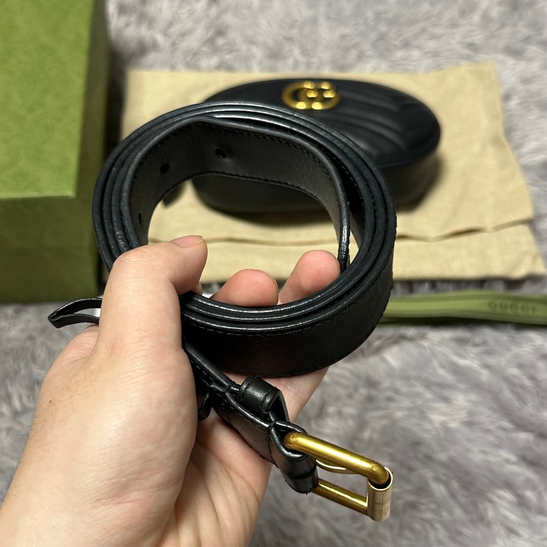 [풀구성] 구찌 GG 마몬트 마틀라세 벨트백 블랙 상품이미지9