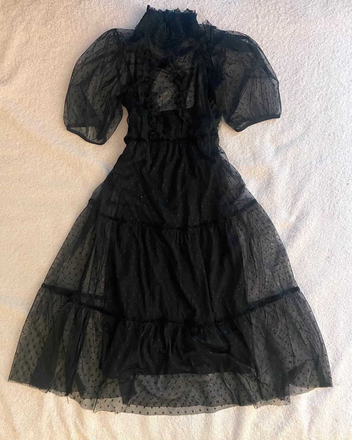 블랙 도트시스루 원피스 상품이미지1