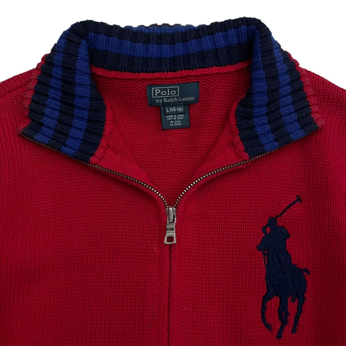 폴로 랄프로렌 네이비 빅포니 레드 니트집업 L 상품이미지4