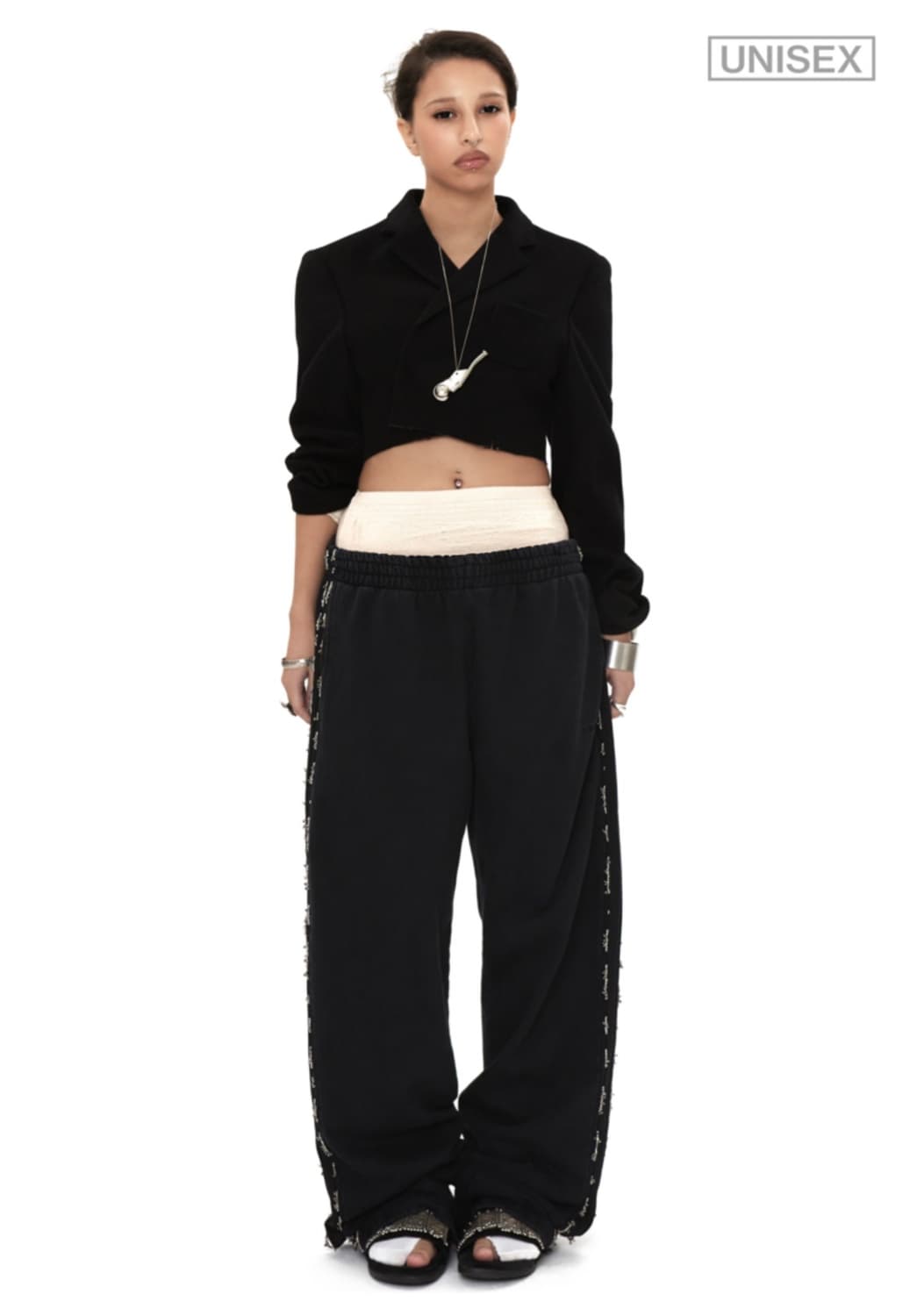 BEADED TRACK PANTS IN BLACK M 상품이미지2