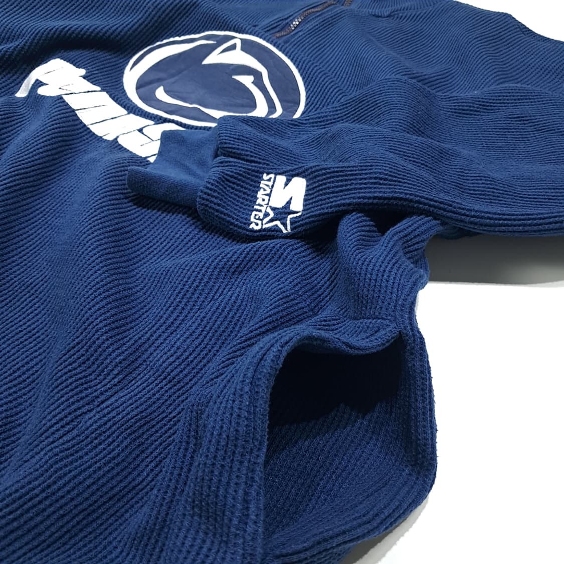 CL212 L 스타터 90s한국판 와플니트 펜스테이트 네이비 하프집업 상품이미지7