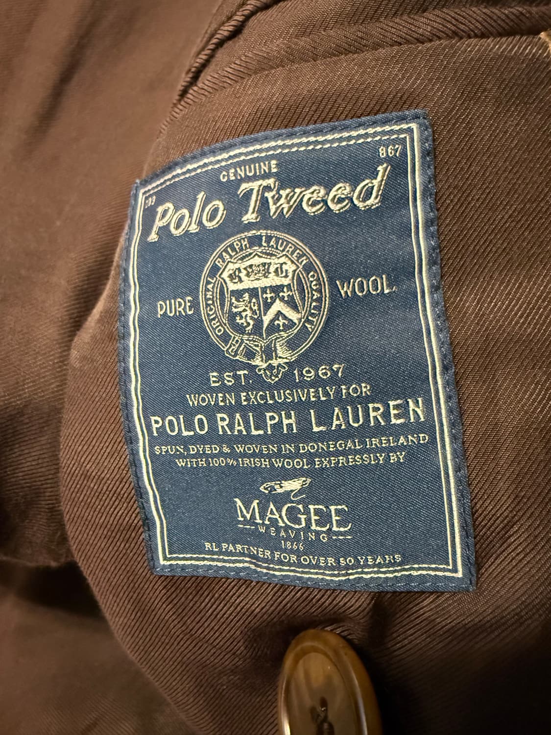 38R 폴로 랄프로렌 더블 브레스티드 트위드 코트 브라운 체크 상품이미지7