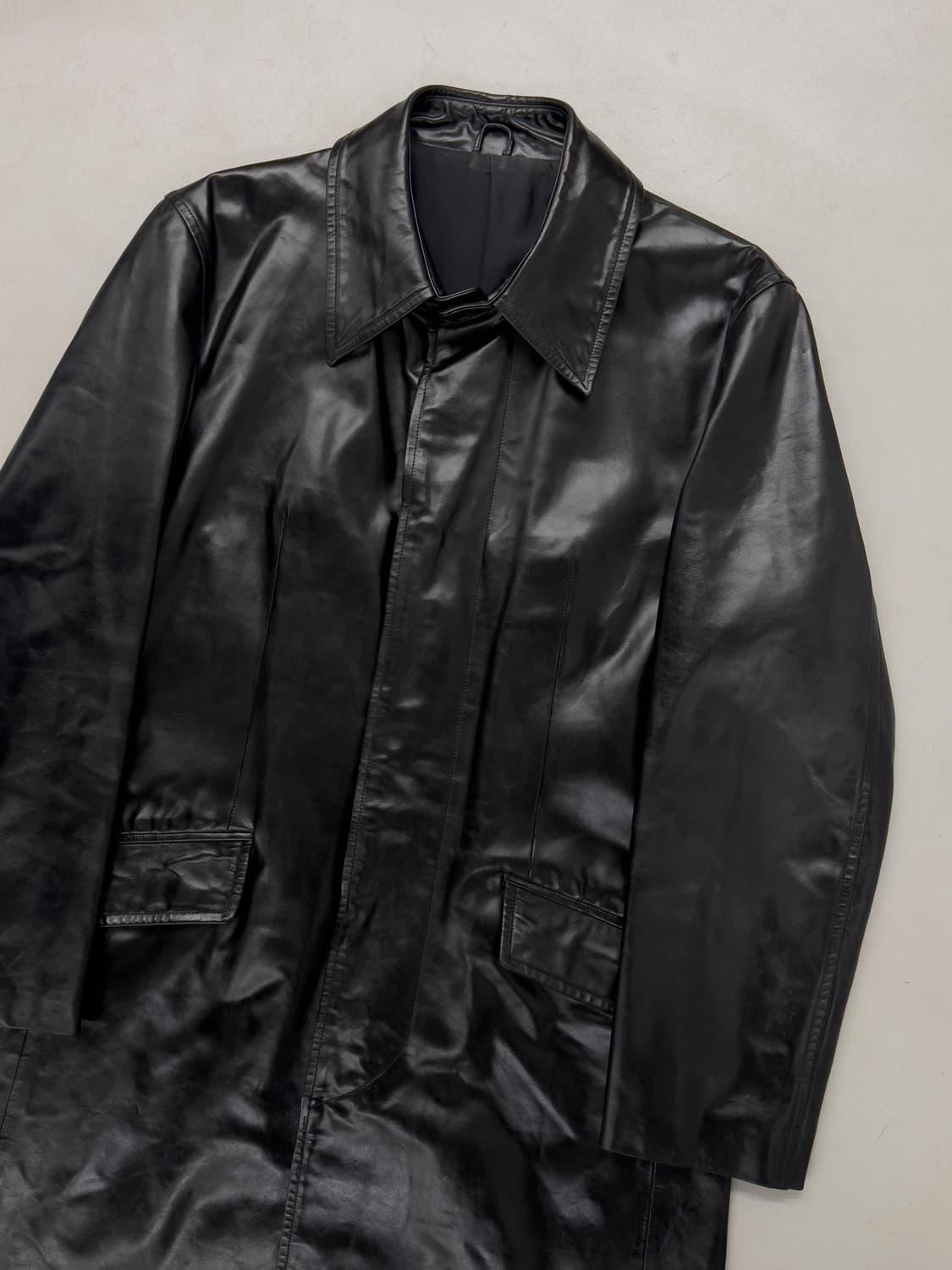 VISARUNO 홀스하이드 레더 코트 상품이미지2