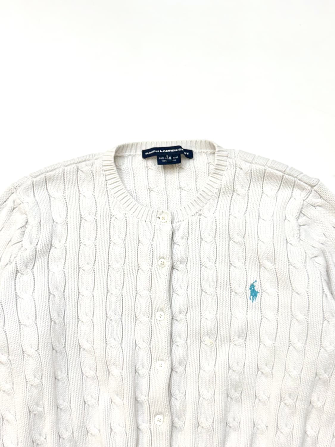 Polo sports 랄프로렌 스포츠 화이트컬러 케이블 니트 가디건 상품이미지2