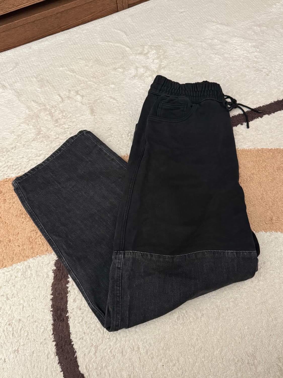 아모멘토 드로우스트링 데님팬츠 블랙 L 상품이미지1