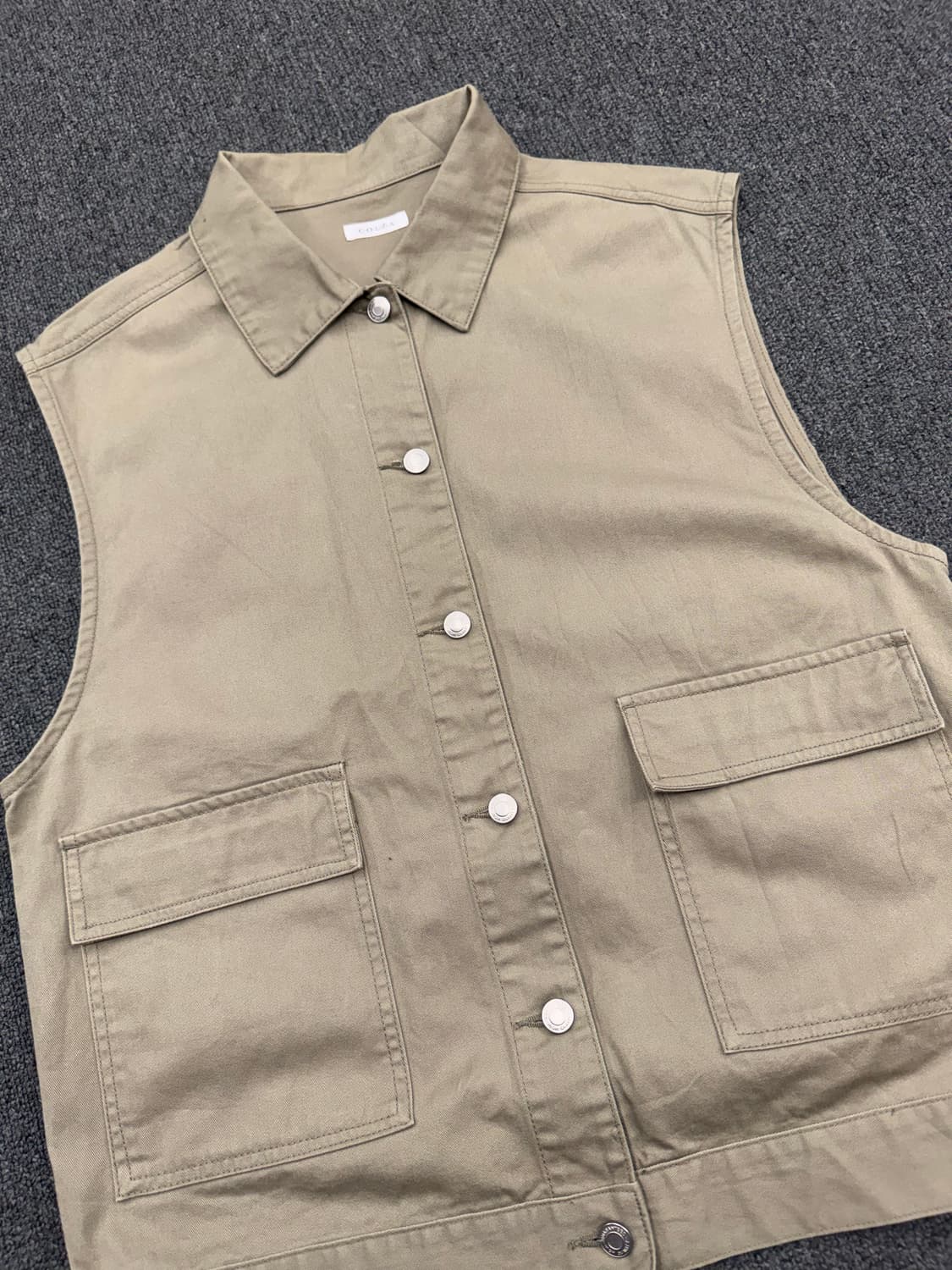 M)Colza 빈티지 코튼 베이지 베스트 조끼 상품이미지3