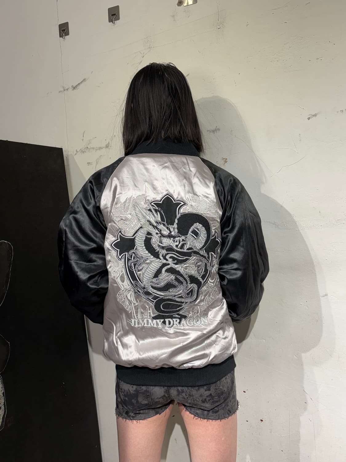 일본빈티지 십자가 용 자수 스키잔 오리엔탈 스카쟌 상품이미지1