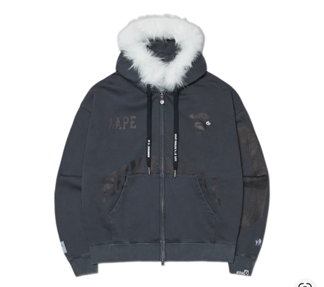 노매뉴얼 x 에이프 후디 차콜 상품이미지1