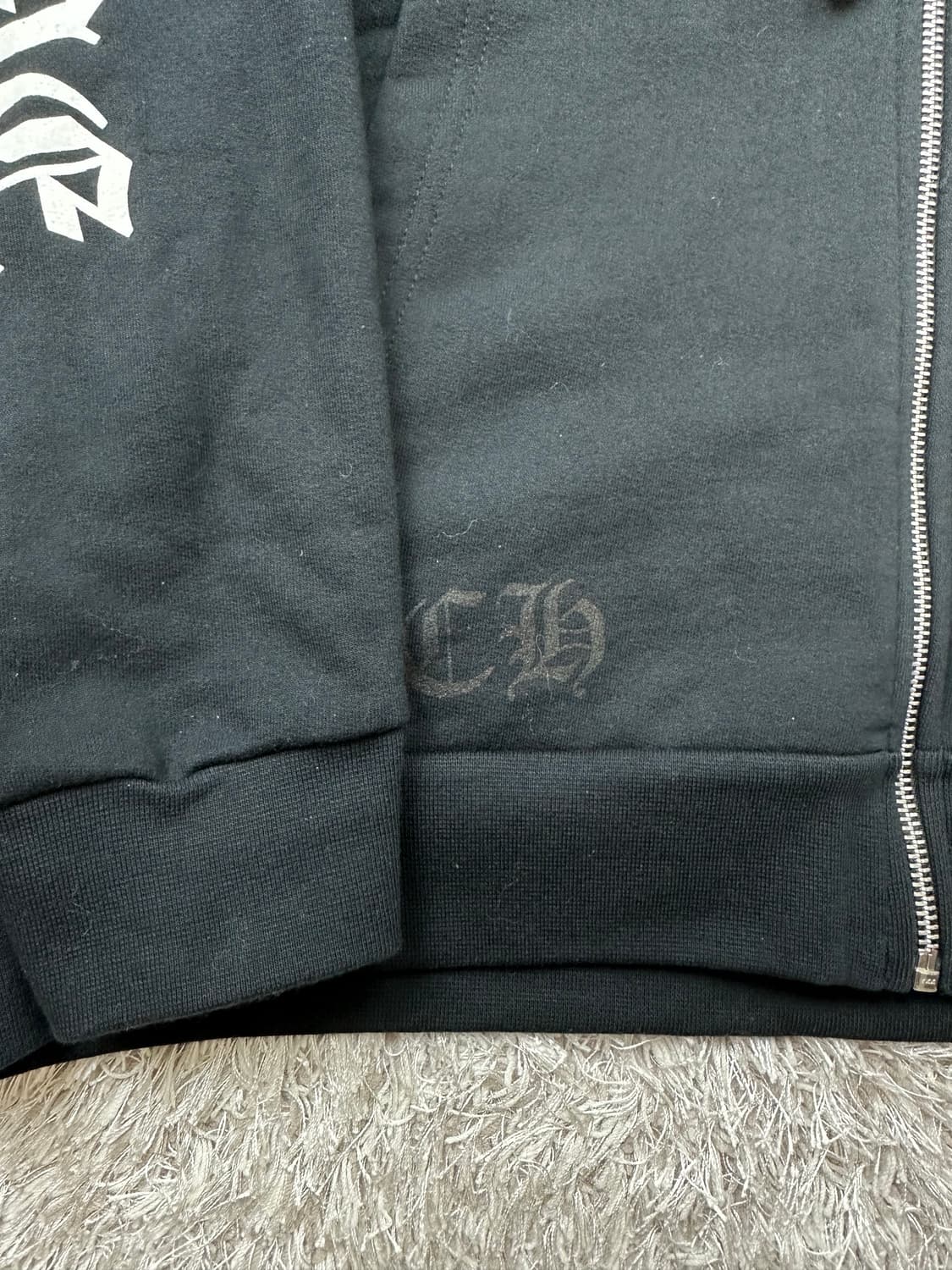 [L] 정품 크롬하츠 버티컬 롱 플리스 집업 후드 블랙 상품이미지6