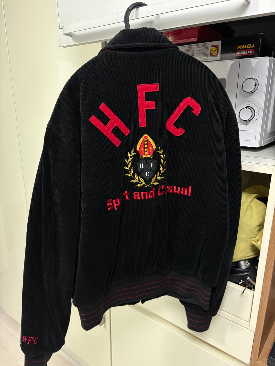 헤리티지플로스 코듀로이 바시티 자켓 블랙레드 L 상품이미지4