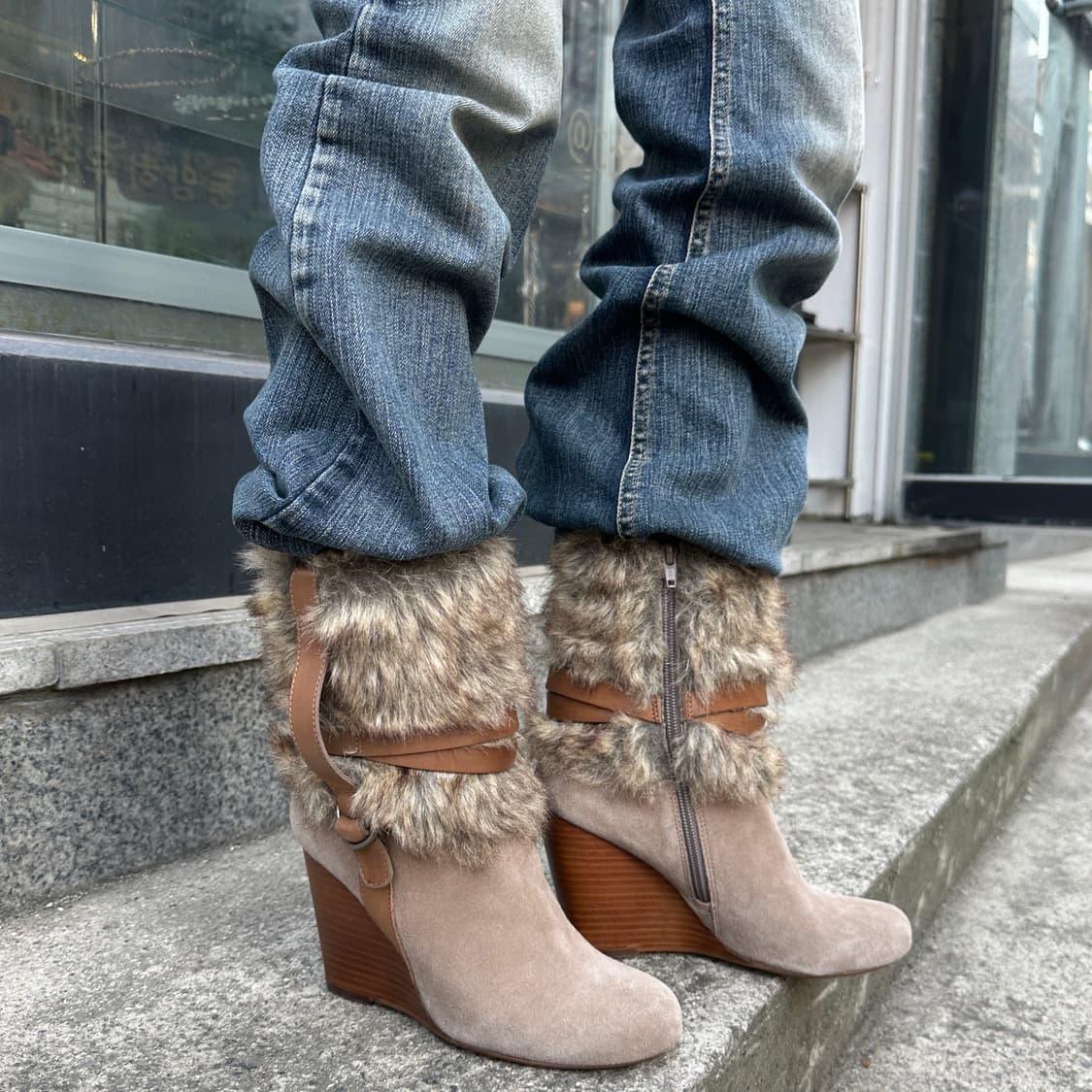 00s 스웨이드 & 퍼 웨치힐 부츠 상품이미지7