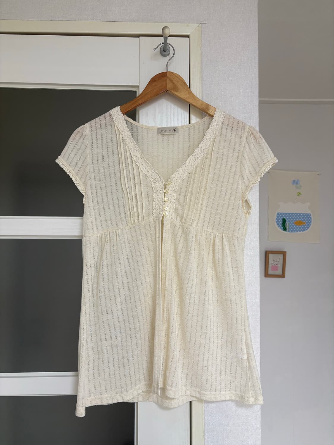 아이보리 반소매 니트  상품이미지1