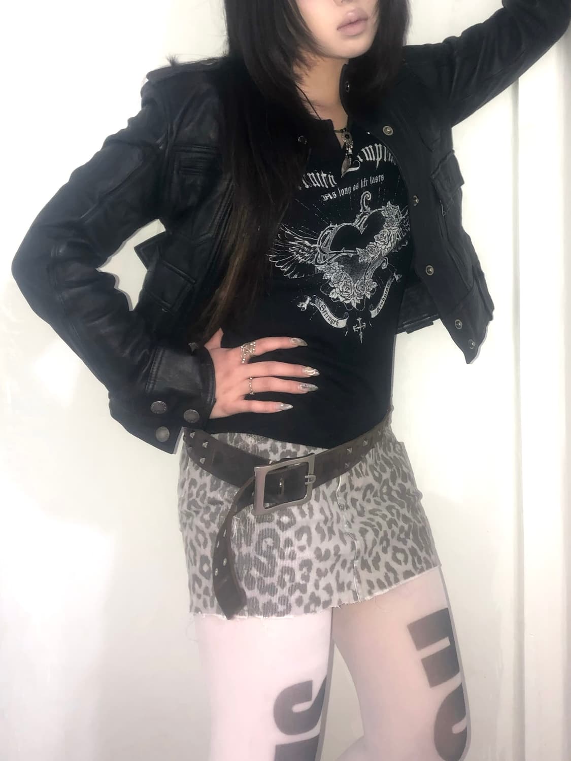 black punk leopard set 상품이미지1