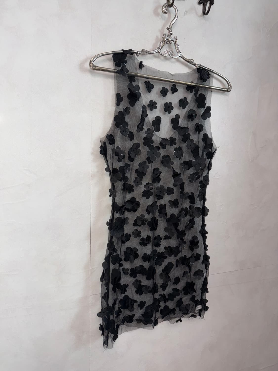 Black popcorn flower mesh sleeveless ops 상품이미지6