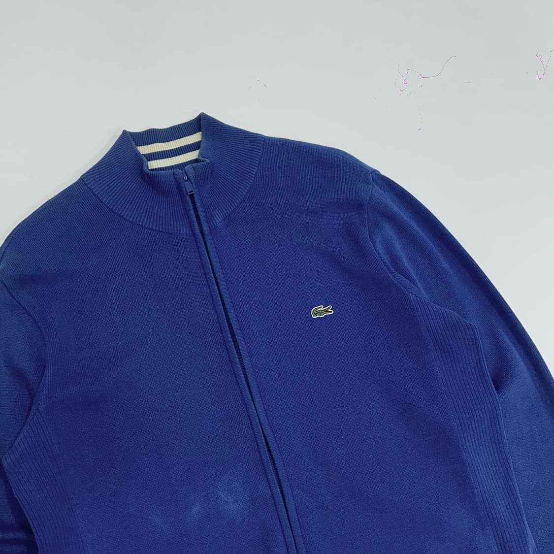 Lacoste 라코스테 스몰 로고 딥블루 니트 집업  상품이미지4