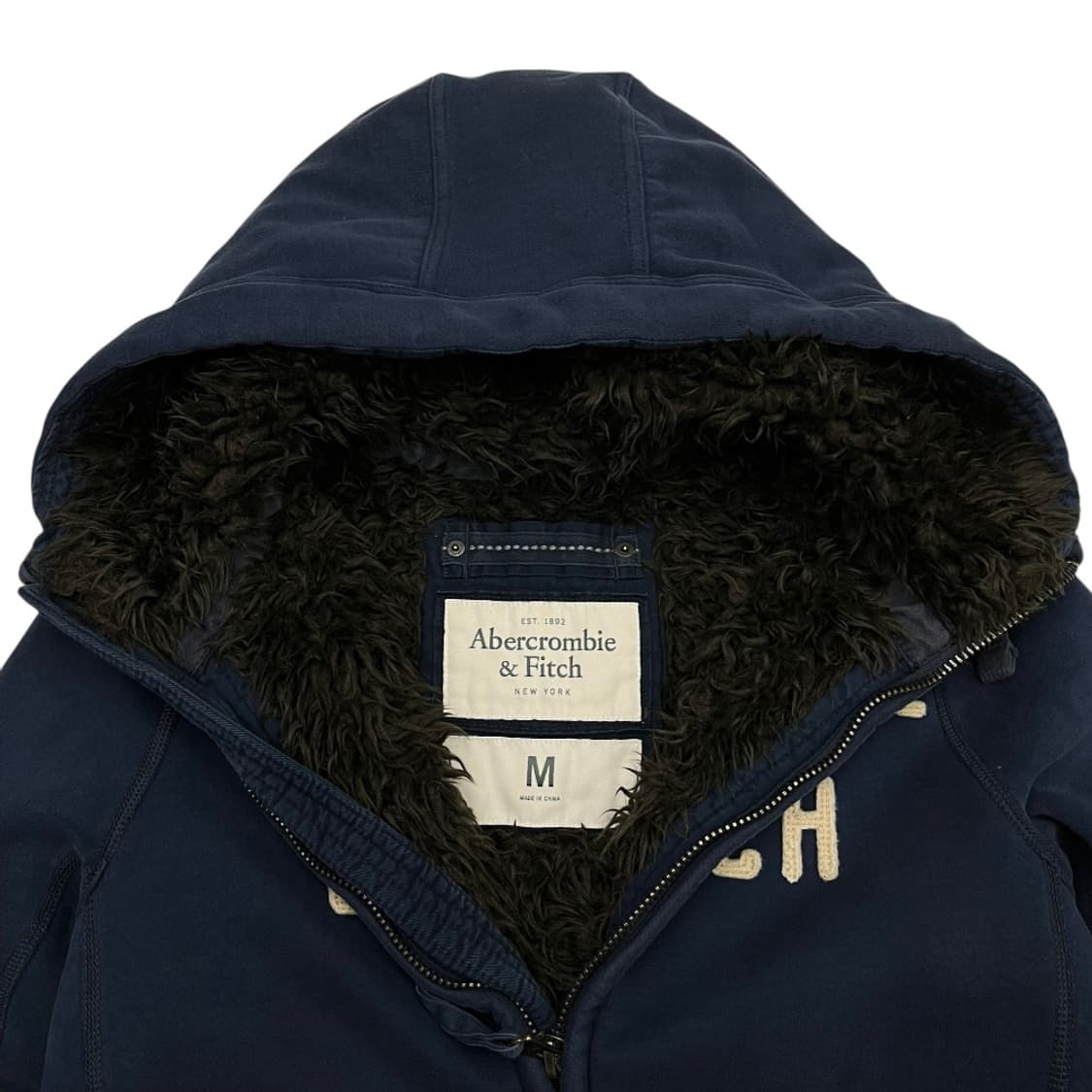 아베크롬비 센터로고 네이비 울프죠 후드집업 M 상품이미지6