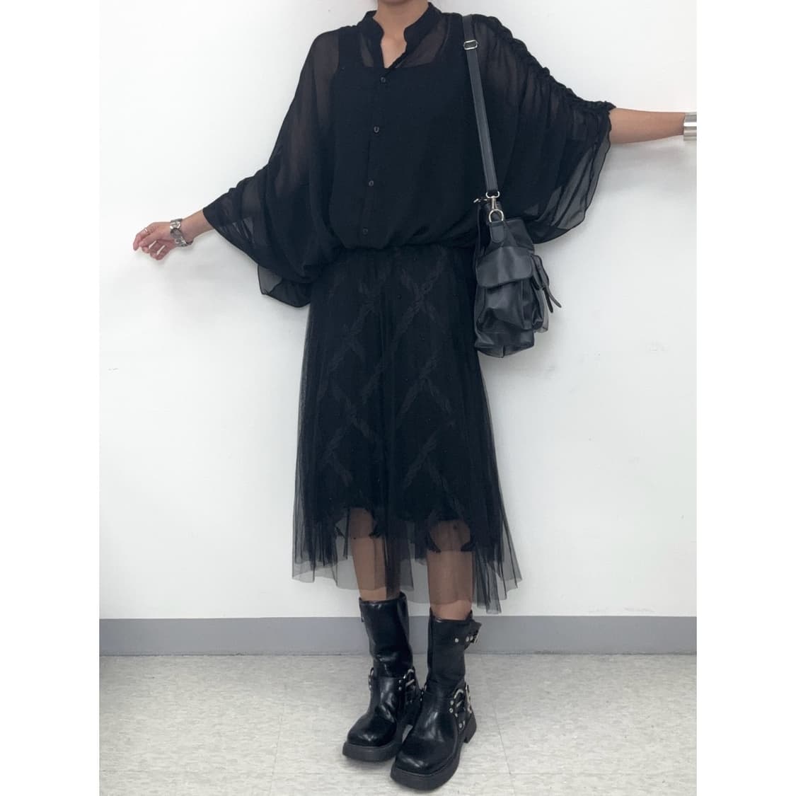 빈티지 블랙 샤 스커트 상품이미지4