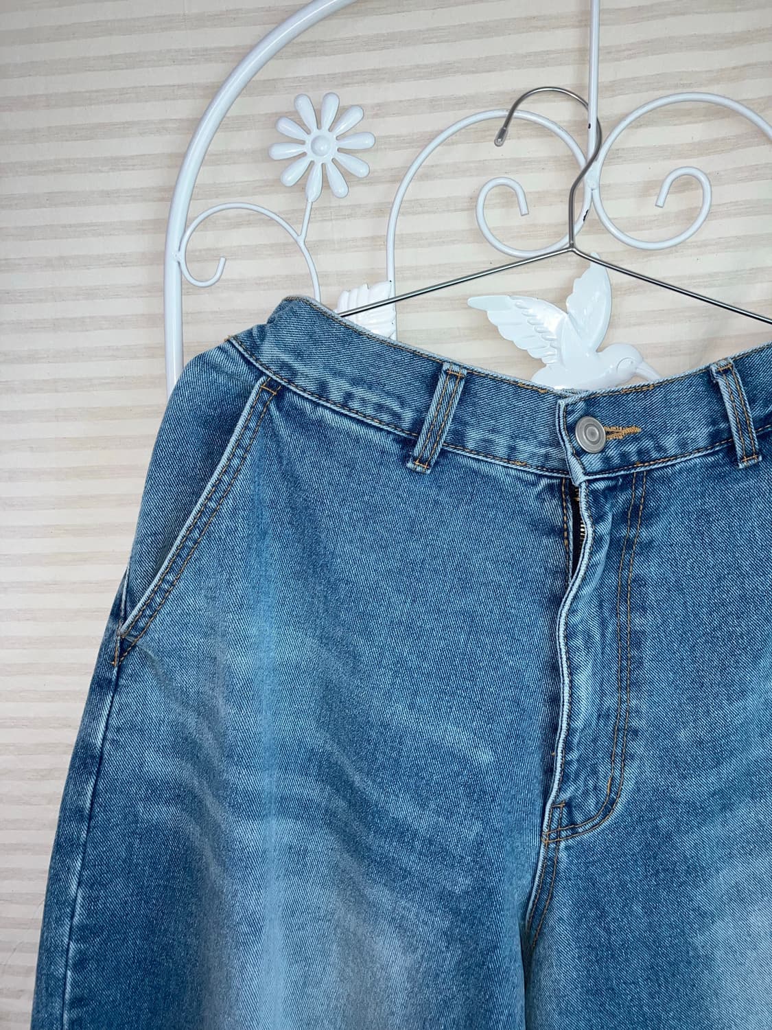 중청 워싱 데님 팬츠 y2k 스트릿 갸루 펑키479   fabri 상품이미지3