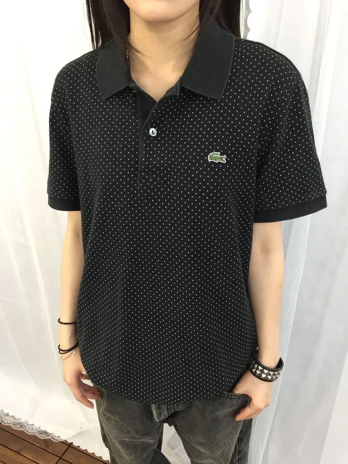 Lacoste Dot Pattern Navy Polo Shirt 상품이미지2