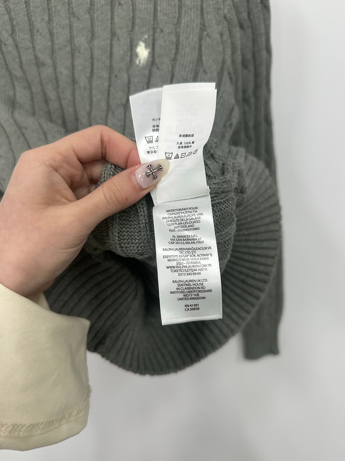 폴로 그레이 꽈배기 니트  상품이미지3
