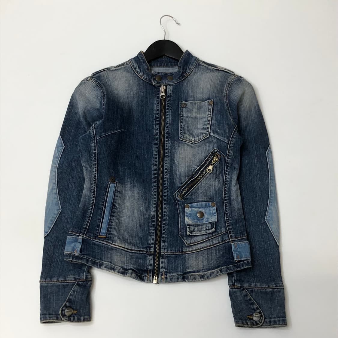 Wagoon 멀티포켓 워싱 데님 바이커 자켓   상품이미지2