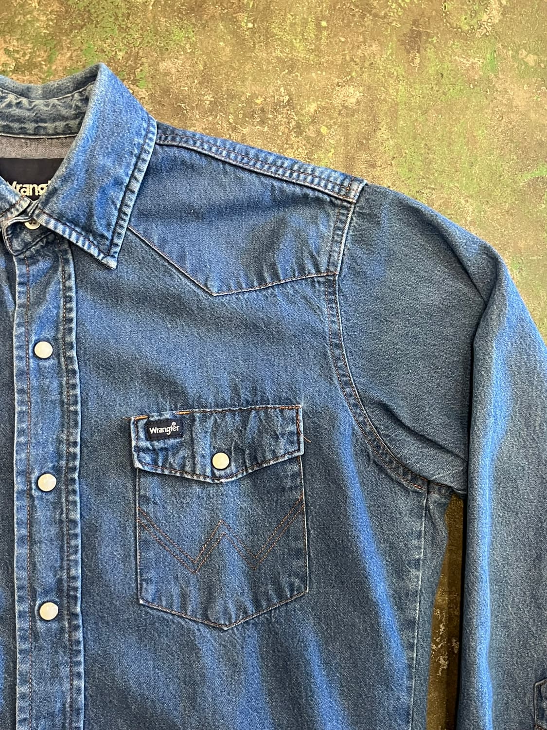 [M] 랭글러 Wrangler 인디고 데님 웨스턴 스냅 셔츠 상품이미지2