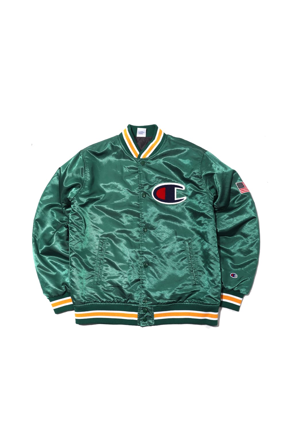 CHAMPION 그린 샤틴 바시티 점퍼 size L 상품이미지1