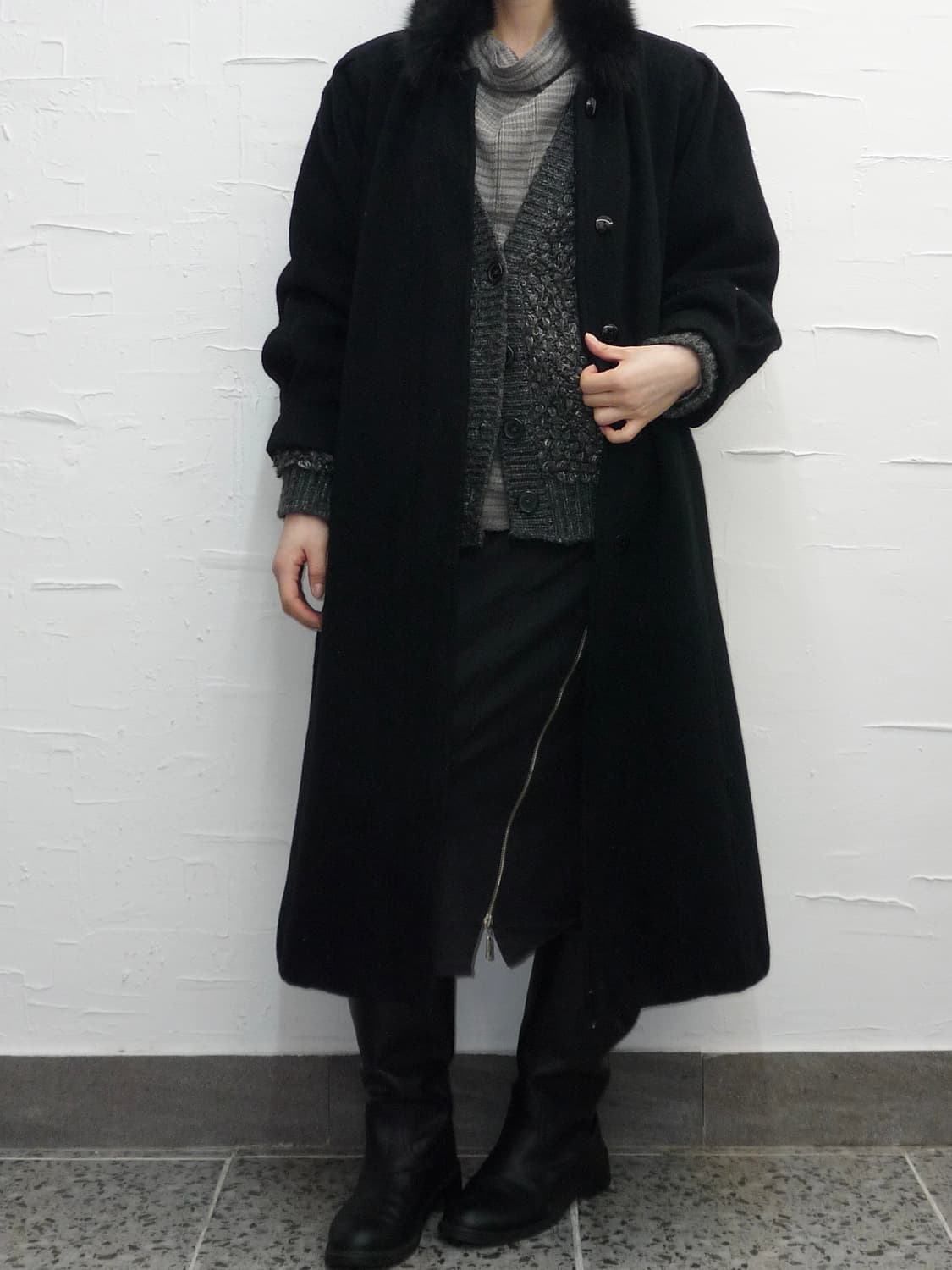 fur neck coat 상품이미지5