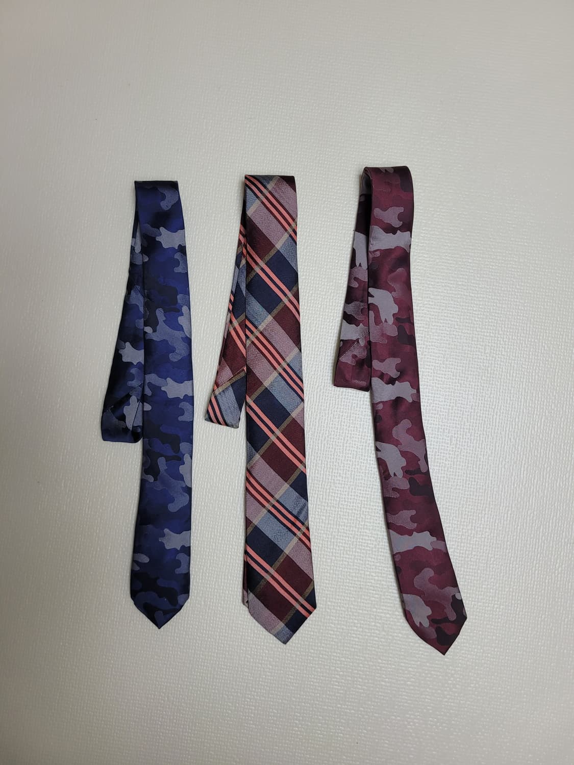 넥타이 3종 (까모, 체크 패턴 네이비, 오렌지, 버건디) 상품이미지1