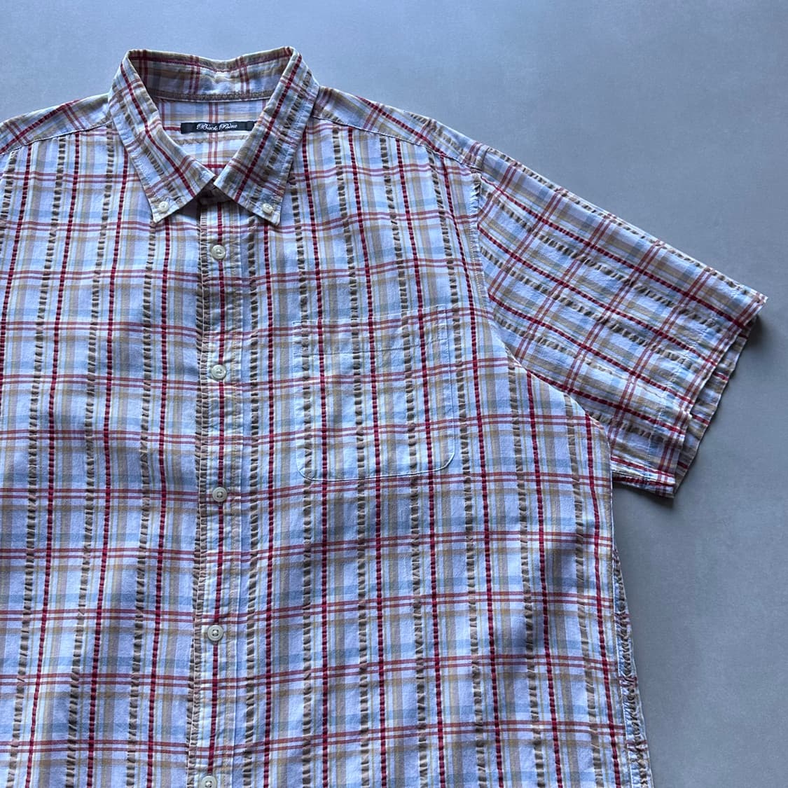 [2XL]JPN 플레이드 시어서커 반팔 셔츠 상품이미지2