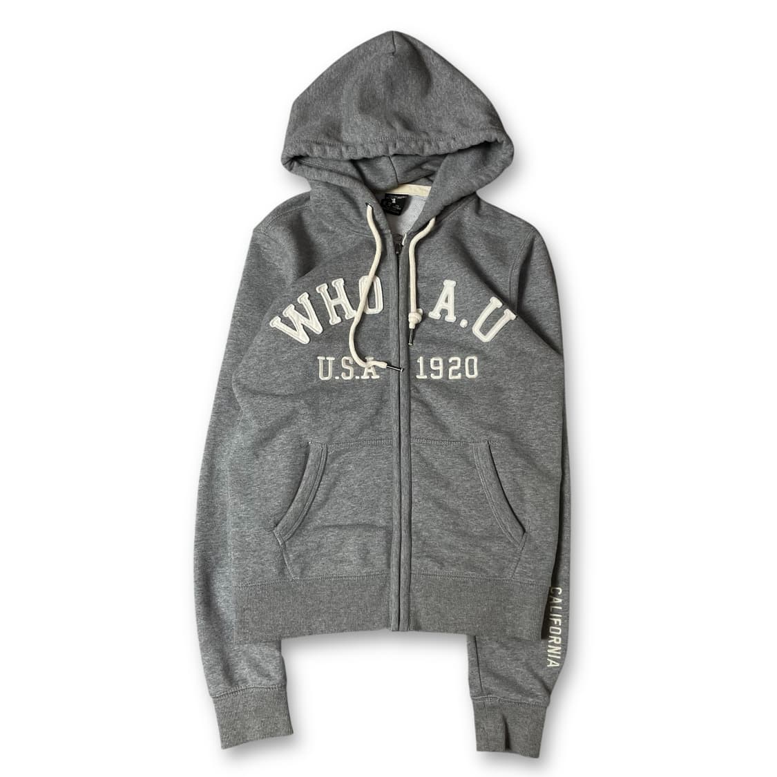 후아유 그레이 화이트 패치 후드집업 M 상품이미지1