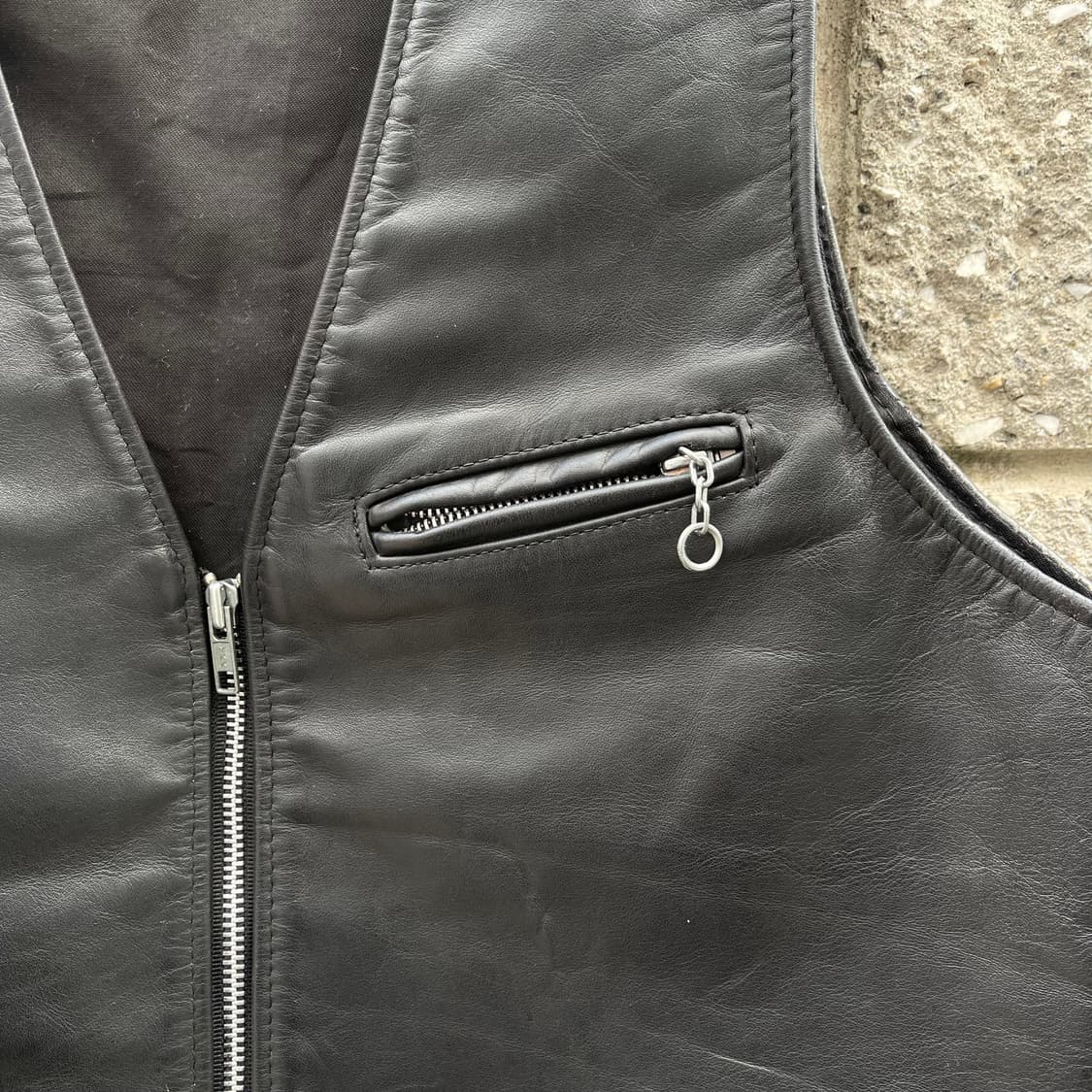 [M] Schott USA 블랙 레더 베스트 (95~100) 상품이미지4