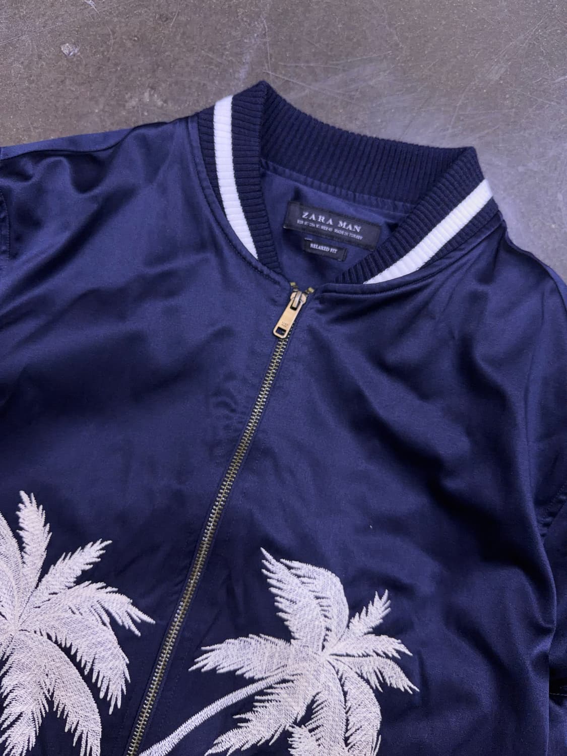 자라 팜트리 야자수 자수 스카쟌 자켓 네이비 M 상품이미지4