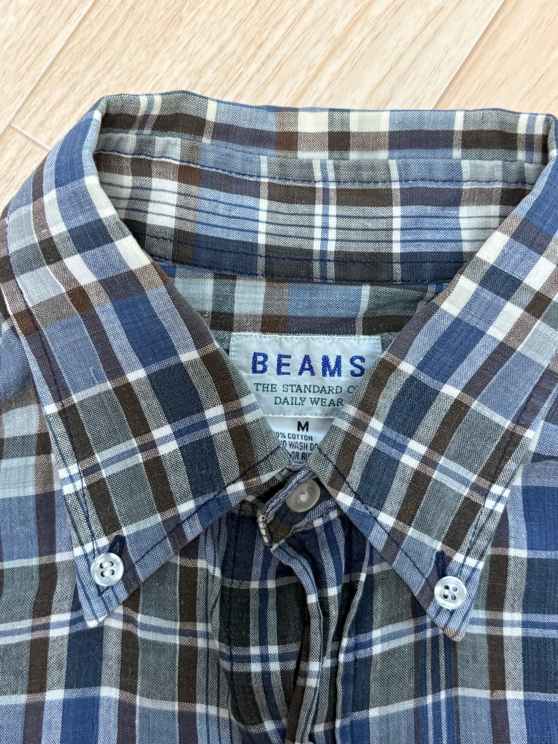 빔즈 체크 리넨 반팔 셔츠 상품이미지2