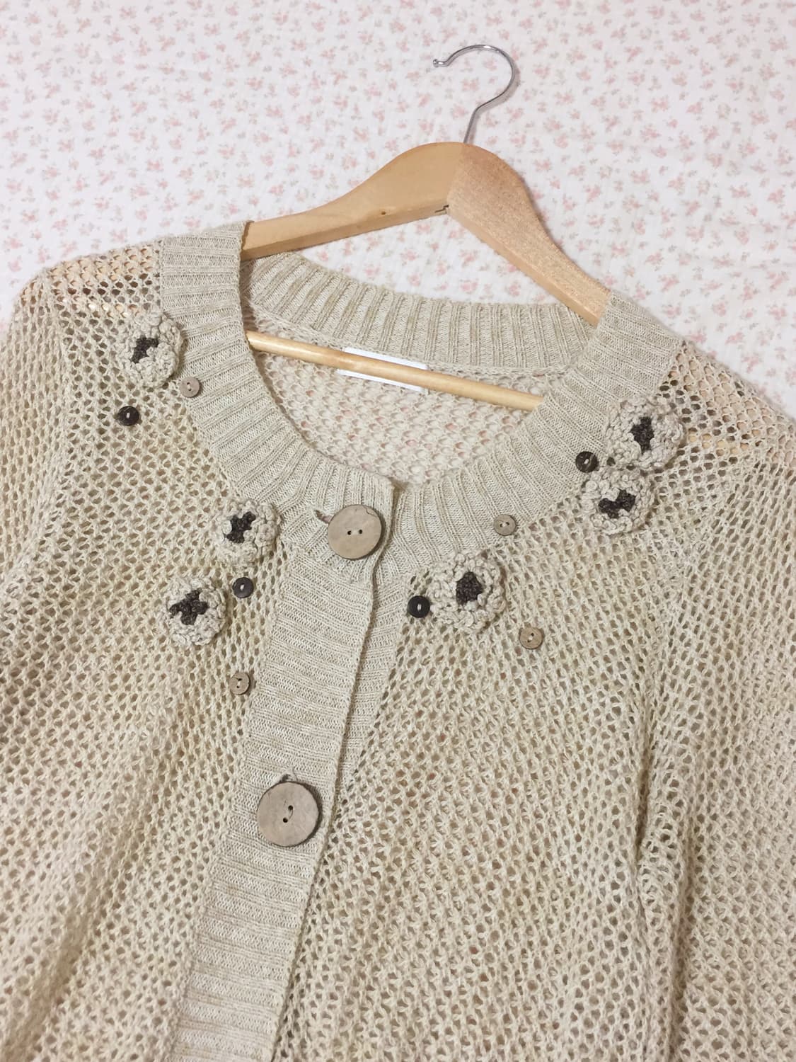 빈티지 모리걸 꽃장식 네트가디건 상품이미지2