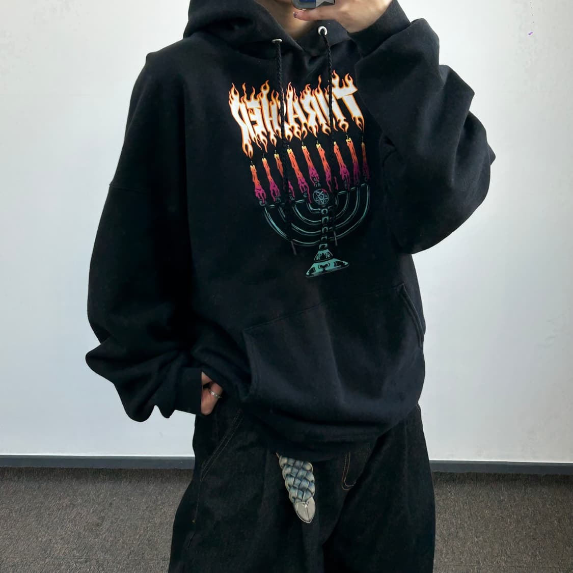 Thrasher 트레져 프린팅 블랙 후드티  상품이미지2