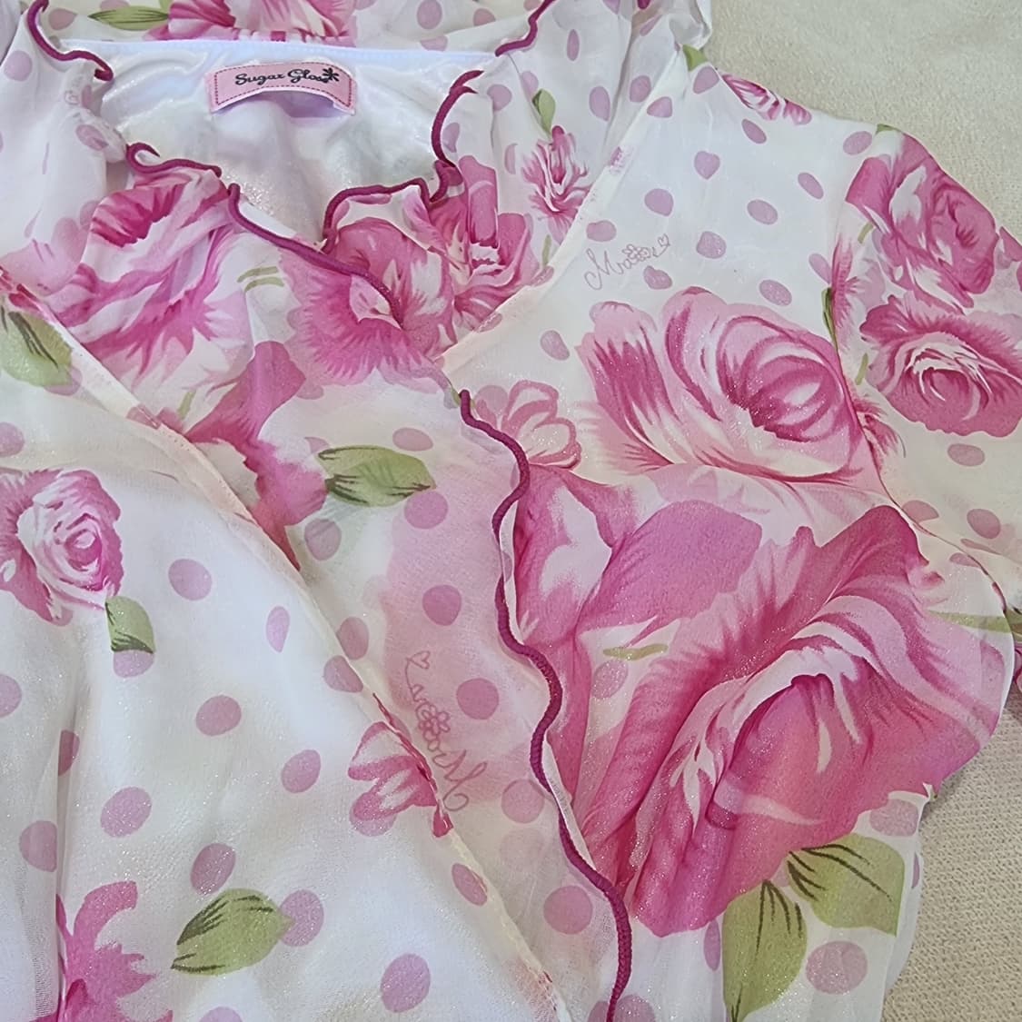 MARS(마즈) Sugar Gloss(슈가글로스) 핑크 로즈 쉬폰 원피 상품이미지5