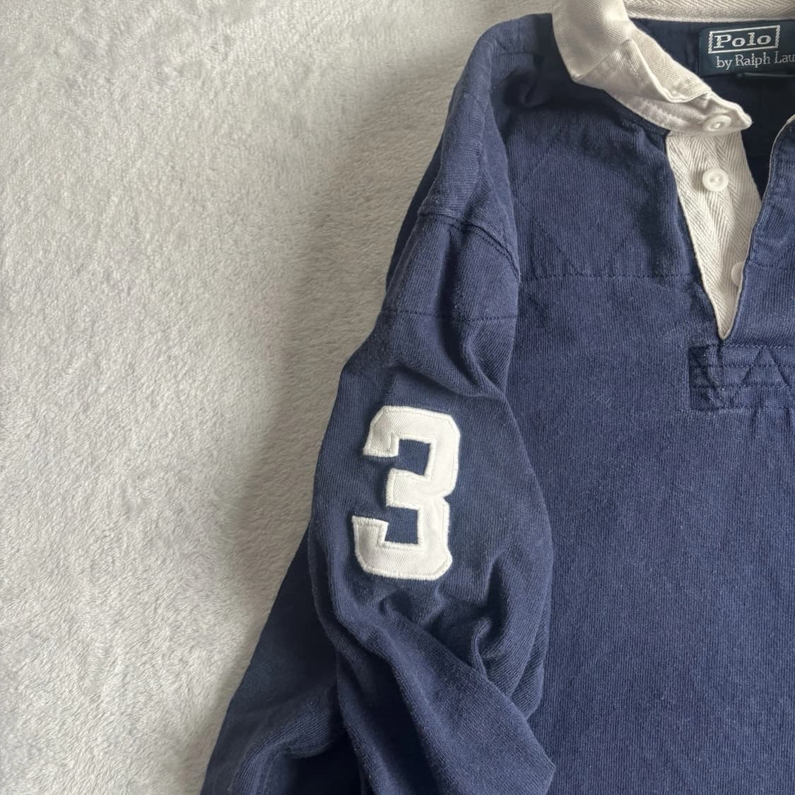 폴로 랄프로렌 빅포니 긴팔 럭비 티셔츠 네이비 화이트 상품이미지4