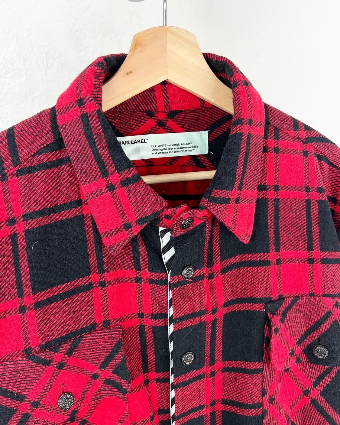 오프화이트 18SS 레드 코튼 혼방 체크 셔츠 상품이미지6