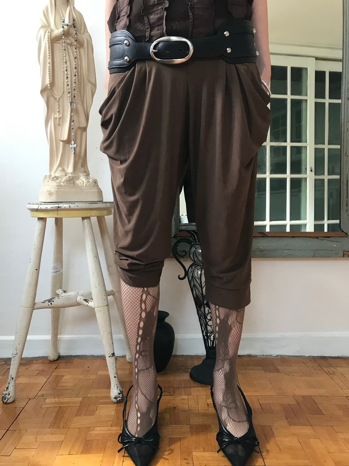 vintage brown shirring pants (free) 상품이미지2